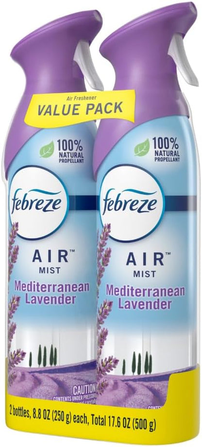 Febreze Air Freshener Spray, Odor-Fighting Room Spray, Mediterranean Lavender Scent, 8.8oz, 2 Count