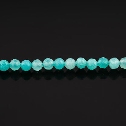 Gemkora Amazonite Beads Bracelet, Natural 3mm Perfect Micro Cut Beads, Chakra Healing Gemstone, Gift for her, Women, Mom, Wife, Daughter, Girlfriend, Grands, Silver 8 inch