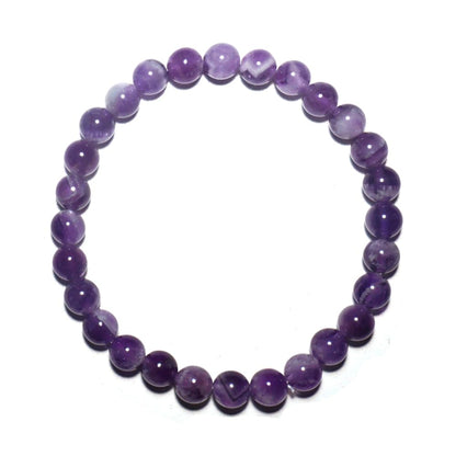 6mm Dream Amethyst Bracelet | Ethereal Crown Chakra Purple Crystal with White Inclusions - Handmade Meditation Spiritual Jewelry for Peace & Intuition | Beading Tool Kit - Fits for 6-7" Small Wrist