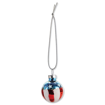 Lillian Vernon Americana Blown Glass Patriotic Ornaments - Handcrafted Hanging Tree Decorations, Round Americana Holiday & Party Decor, Red, White & Blue, 12-Piece Set