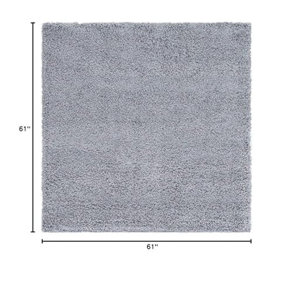 Unique Loom Solid Shag Collection Area Rug (5' 1" Square, Cloud Gray)