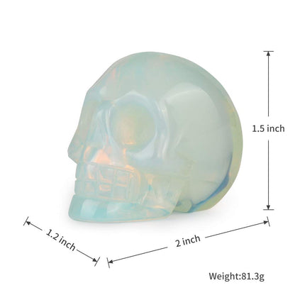 Artistone 2.0" Opalite Crystal Skull Head Decor Statue Crystals and Healing Stones,Carved Skull Halloween Decor Figurine Collectible Reiki Sculpture for Kitchen,Home,Art Room