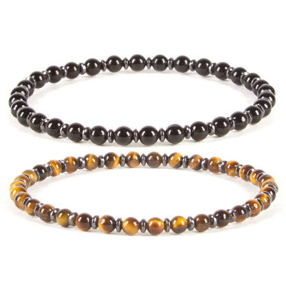Cherry Tree Collection - Small, Medium, Large Sizes - Gemstone Beaded Bracelets For Women and Men - 4mm Round Beads (Protection Set - Small)