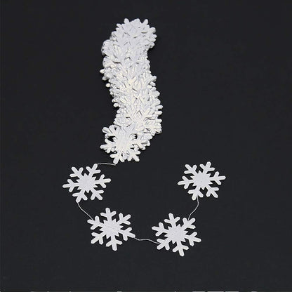 Cheerland Clearance Winter Wonderland Decorations White Snowflake Garland Hanging Paper Snowflakes Decor Snow Flake Streamer for Birthday Holiday Baby Shower Office Classroom January Party Supplies