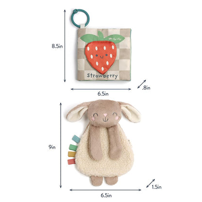 Itzy Ritzy Bunny Lovey & Crinkle Book Gift Set - Learn & Snuggle Gift Set Includes Soft Sherpa Bunny Lovey & Soft Book with Flap, Textures & Crinkle Sounds (Bunny)
