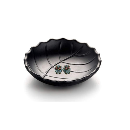 Binoster Jewelry Tray, Black Leaf Style, Jewelry Storage, Key Dish, Dresser Decor, 21.5cm(8.4in) x11.5cm(4.5in)x 4cm(1.6in)