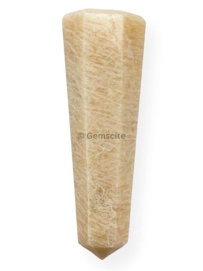 WholesaleGemShop 3 Inch (70 mm) Moonstone Gemstones Obelisk Tower Jumbo Facet Aura Rock Crystal Natural Polished Earth Wand Spirit