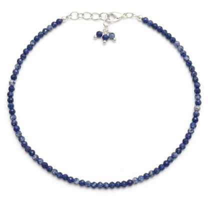 Gempires Sodalite Dainty Bracelet for Women | Handmade 2.5 mm Faceted Beads | Minimal Stacking Jewelry | Adjustable Lightweight Fit | Blue Crystal Gift