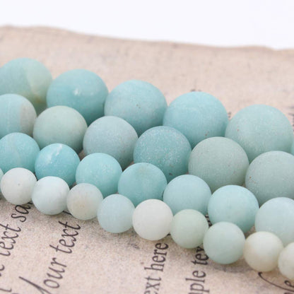 Song Xi Frosted Amazon Stone Beads 6mm Natural Stone Beads for Jewelry Making Gemstone Beads