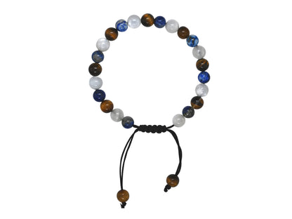 Amazing Gemstone Gemini Bracelet Women - Crystal Bracelet of Lapis Lazuli, White Moonstone and Tiger Eye Birthstone - Bracelets for Women Men Healing Calming Anxiety Stress Relief Gifts (Adjustable)