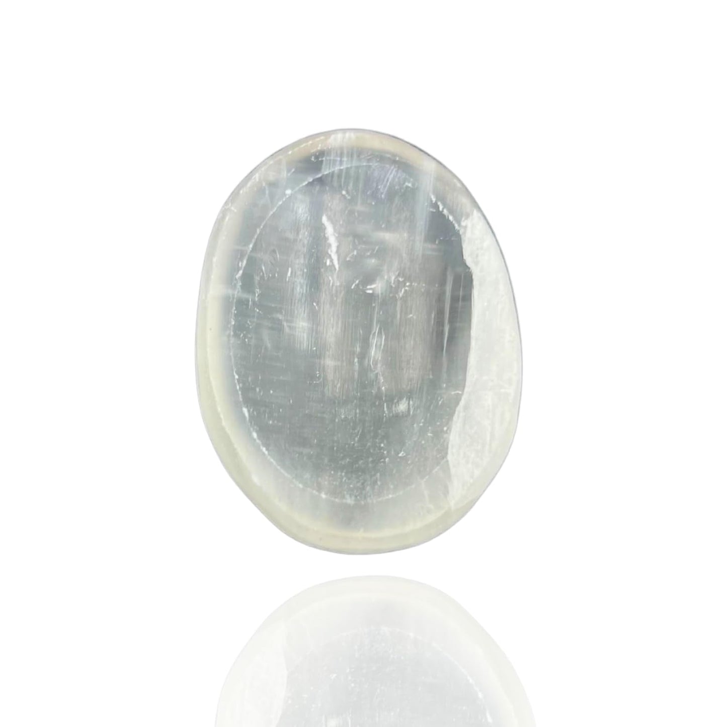 GEMSCITE Selenite Thumb Worry Stones Metaphysical Gemstone Crystal Healing Reiki Men Women Gift FENG Shui Positive Energy Love Wellness Palm Stones Wicca Powerful