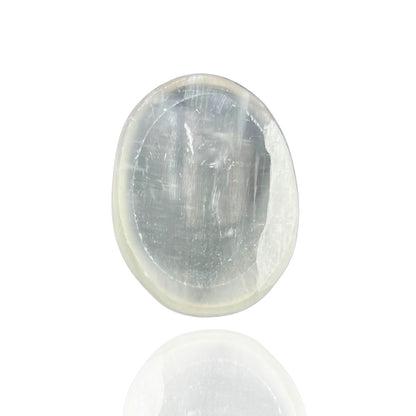GEMSCITE Selenite Thumb Worry Stones Metaphysical Gemstone Crystal Healing Reiki Men Women Gift FENG Shui Positive Energy Love Wellness Palm Stones Wicca Powerful