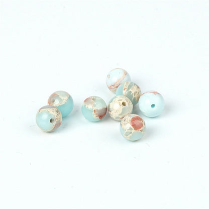 100Pcs Natural Stone 8mm Azure Imperial Jasper Round Loose Gemstone Energy Healing Beads Hole Size 1mm DIY Smooth Beads for Bracelet Necklace Earrings Jewelry Making