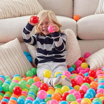 Amazon Basics BPA Free Ball Pit Balls with Storage Bag, Crush-Proof Plastic for Toddlers Kids 12+ Months Play, Phthalate Free, 6 Bright Colors, Pack of 400