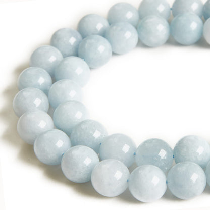 35pcs 10mm Natural Aquamarine Beads Gemstone Beads Round Loose Beads for Jewelry Making