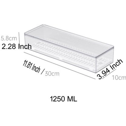 AIYoo Transparent Flatware Tray Kitchen Drawer Organizer With Lid - Plastic Kitchen Cutlery Tray and Utensil Silverware Storage Container with Cover - Dinnerware Holder for Spoons Forks Knives