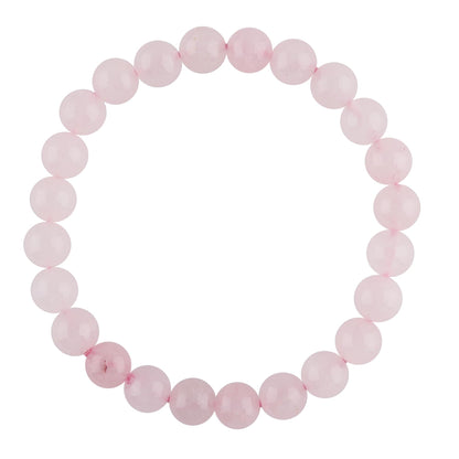 CRYSTALIS Rose-Quartz Elastic Stretch Bracelet, Natural Beads, Chakra Healing Jewelry for Men & Women, Adjustable Bracelet, Gift Giving Dainty Bracelet, 7.25 to 7.50 inch