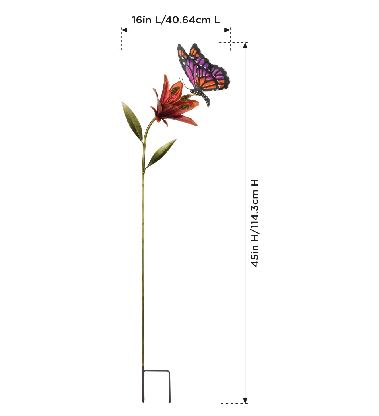 Regal Art & Gift Butterfly Flower Metal Garden Stake - Decorative Handcrafted Outdoor Metal Sculpture for Lawn, Patio & Garden Décor - Pink