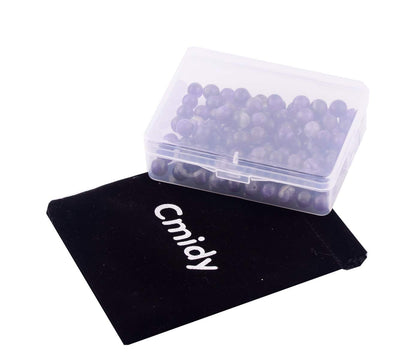 Natural Stone Beads 100pcs 8mm Amethyst Round Genuine Real Stone Beading Loose Gemstone Hole Size 1mm DIY Charm Smooth Beads for Bracelet Necklace Earrings Jewelry Making (Amethyst)