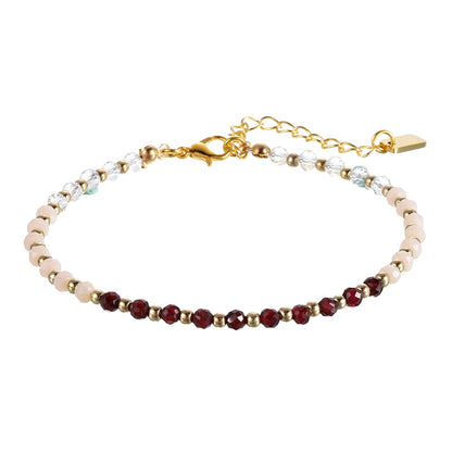 PATIKIL 4mm Crystal Bracelets for Women, Gradient Faceted Beaded Bracelet 11.8 Inches Adjustable Chalcedony Crystal Jewelry Charm Chain for Birthday Gift, Red