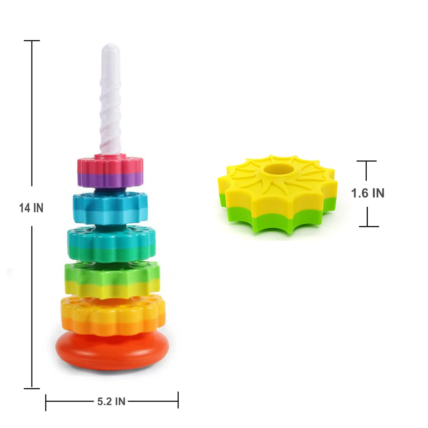 LUCKFUTURE Spinning Stacking Toys, Educational Toddler Toy Stacking Rings Baby Toys, Montessori Toy for Girls and Boys, Spin Gears Christmas Birthday Gift for 1-3 Year Old (Pack of 2)