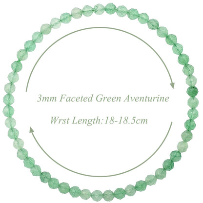 MASSIVE BEADS Natural Genuine Gemstone Beads Healing Crystal Chakra Reiki Jewelry Faceted Round Beads Bracelets (Green Aventurine, 3mm)