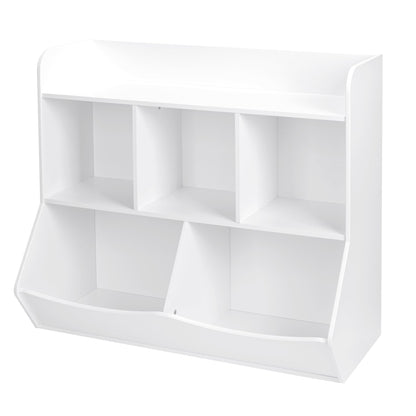 UTEX Toy Storage Organizer with Bookcase, Kid’s Multi Shelf Cubby for Books,Toys, Storage Organizer for Boys,Girls Play Room/Bedroom-White