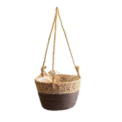 Xuvwbac Garden Hanging Planter Macrame Plant Storage Basket Jute Rope Woven Indoor Outdoor Flower Pot Holder(Color2)