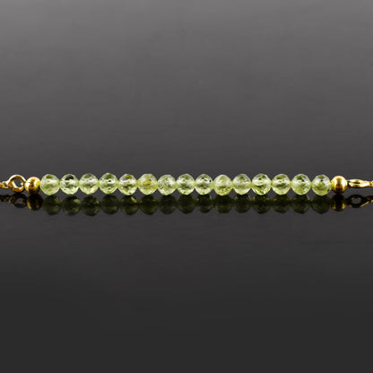 InfinityGemsArt Peridot Bracelets For Women August Birthstone Jewelry Micro Green Beads Beaded Stone Bolo Slider Crystals Gemstones Bracelet, 14K Gold Plated Adjustable Chain