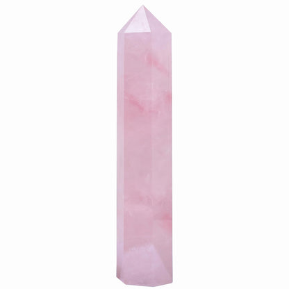 RUIJINGYUAN Rose Quartz Crystal Tower 6-6.3" - 6 Faceted Single Point Crystal Wand for Chakra, Reiki, Meditation & Energy Healing Home Decor Gift