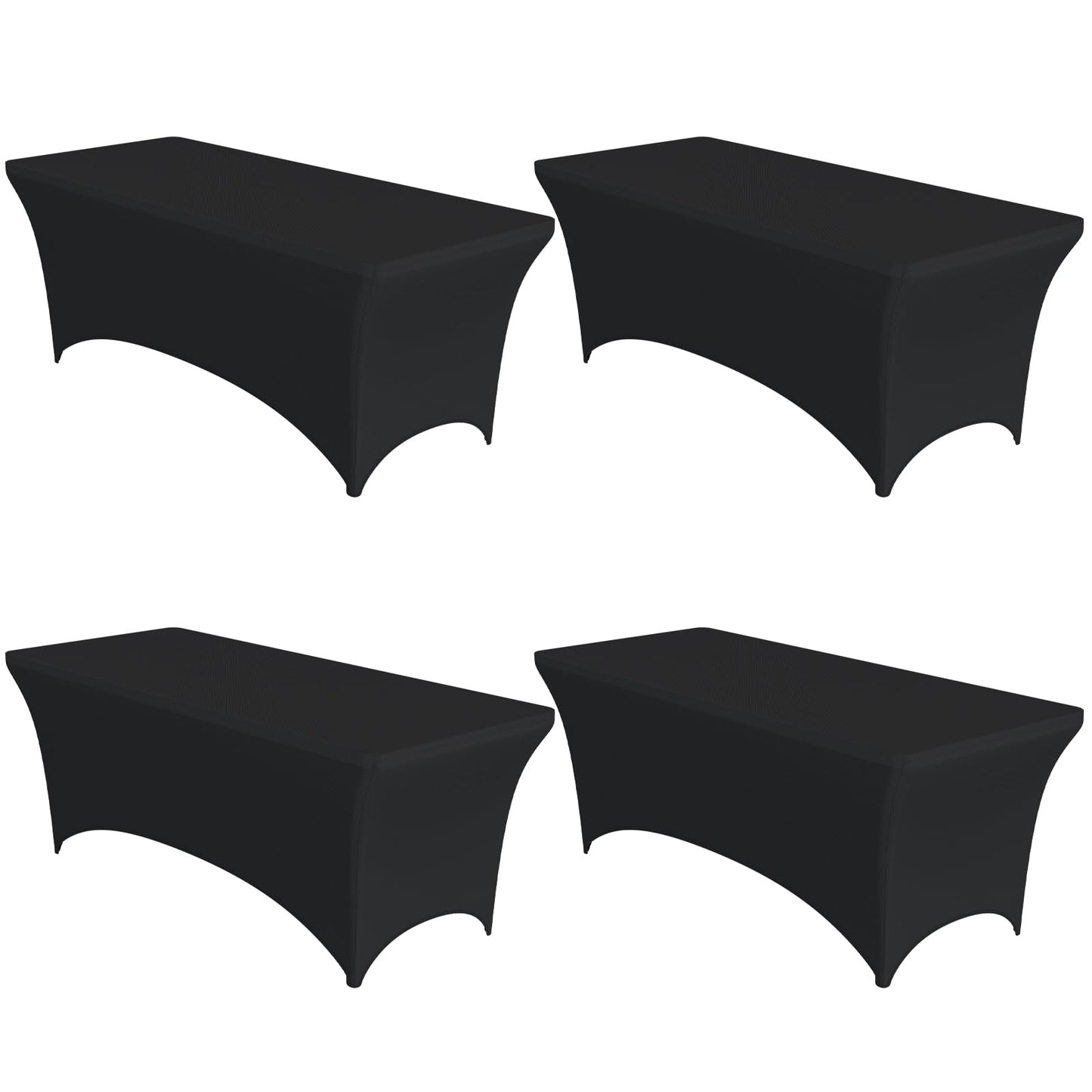 Niuara 4-Pack Black Spandex Tablecloths – 72"x30"x30" Stretch Fitted Table Covers for 6ft Rectangle Folding Tables, Wrinkle-Resistant Tablecloth for Wedding, Banquet & Outdoor Events
