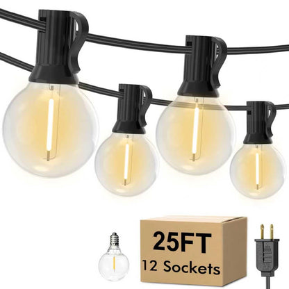 UOLOB ‌Outdoor String Lights 25FT, Waterproof Patio Lights with 12+1 G40 Shatterproof Bulbs, Connectable Hanging Outdoor Lights for Backyard, Garden, Porch, Gazebo, Party Decor