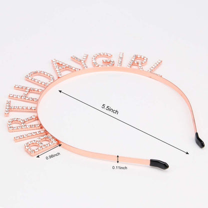 AOPRIE Birthday Girl Crown for Women with Sash Rose Gold Tiara for Women Headband Princess Crown Rhinestone Happy Birthday Accessories
