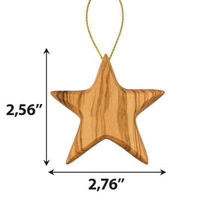 Handcrafted Olive Wood Star Ornament - Unique 2.56”x2.76” Eco-Friendly Christmas Tree Decor, Authentic Mediterranean Craft, Sustainable Holiday Decoration, Perfect Eco Gift for Christmas