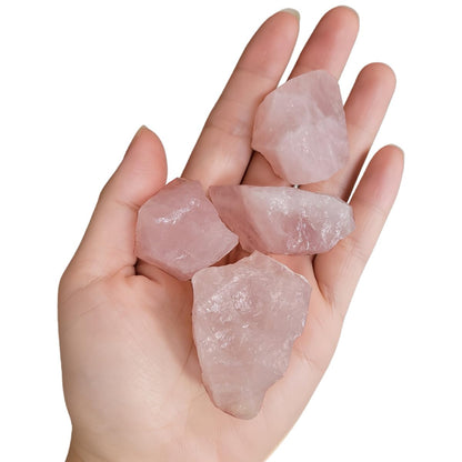 3-5Pcs Rose Quartz Natural Raw Crystals 1''-2'' Rough Stones Rocks for Tumbling Polishing Cabbing Gemstones Crystals and Healing Stones for Wicca Reiki,Fountian Rocks for Decorations (Rose Quartz)