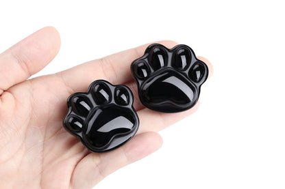 NUKAYAI Black Obsidian Cat Paw Statue Carved Figurines Sculpture Decor Worry Stone for Anxiety Handcrafted Natural Crystals and Healing Stones Cute for Cat Lovers Women