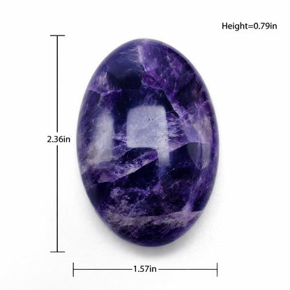 BEAUSIOO 2.4" Amethyst Palm Stone for Anxiety Relief, Healing Crystal for Meditation & Stress Relief, Polished Pocket Stone with Gift Box