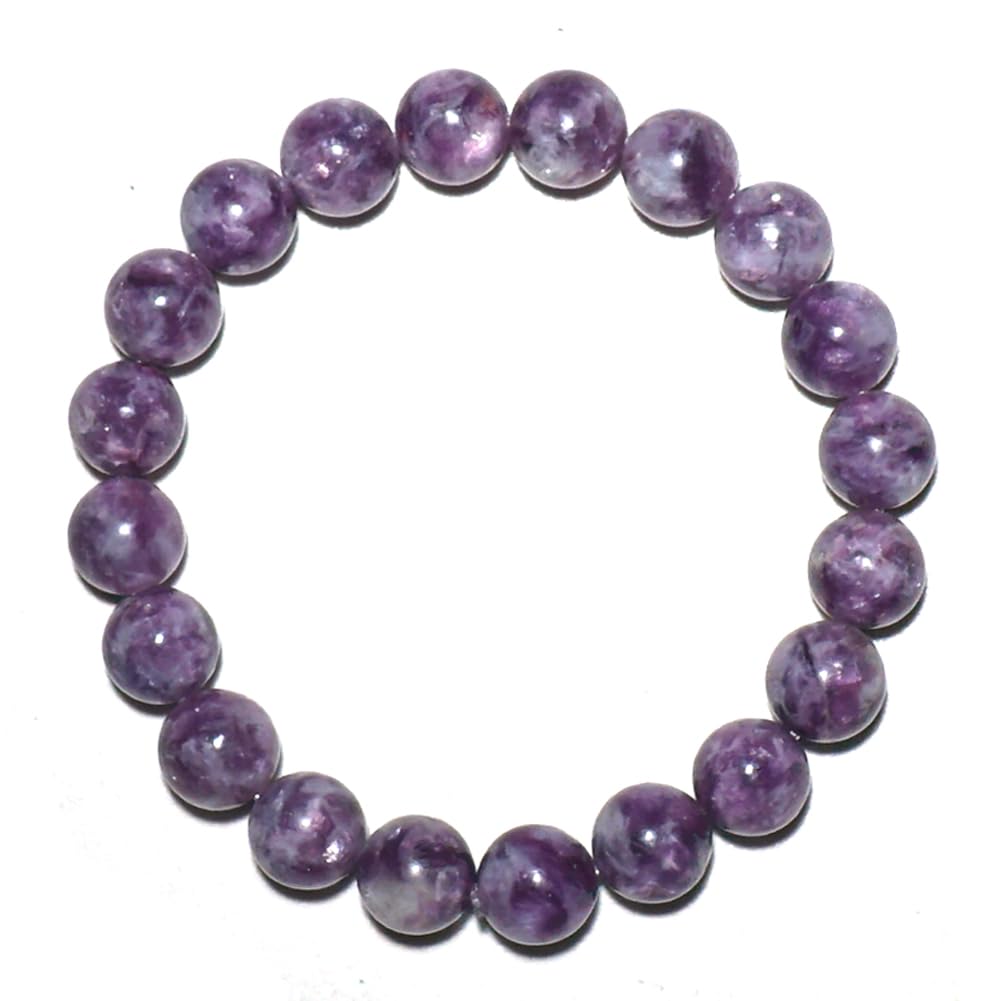 TaHLga Lepidolite Crystal Bracelet for Women Men 12mm | Natural Crown & Third Eye Chakra Purple Crystal | Anxiety Relief & Peace | Fits for Large Wrist 8-8.5" | Come with Box & Pouch
