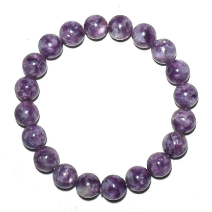 TaHLga Lepidolite Crystal Bracelet for Women Men 12mm | Natural Crown & Third Eye Chakra Purple Crystal | Anxiety Relief & Peace | Fits for Large Wrist 8-8.5" | Come with Box & Pouch
