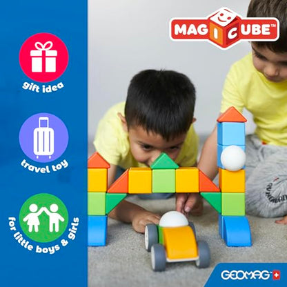 Geomag Magicube Magnetic Blocks, 16 Large Magnetic Cubes Safari Animals STEM Toy, Sensory Toys for Toddlers 1-3, Building Blocks for Kids, Fun Toddler Toys 1-2 yrs