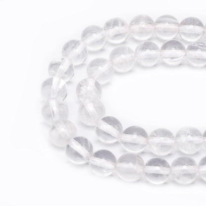 Bymitel 90 pcs Natural Genuine Real Round Loose Stone Beads Gemstone Spacers for Charm DIY Jewelry Making 15.5" per Strand 4mm (Clear Quartz Crystals, 4mm)