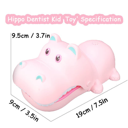 Watris Veiyi Portable Cartoon Hippo Mouth Toy with Teeth, Hippo Dentist Kid Toy for Playing&Training, Hippo Gags Joke Toy, Bite Finger Board Game Kids Toys for Parent-Child Activities