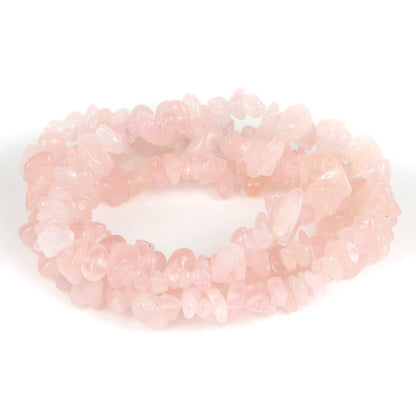 31 inches Chip Stone Loose Gemstones Beads Drilled Strand for Jewelry Making (Pink Quartz)