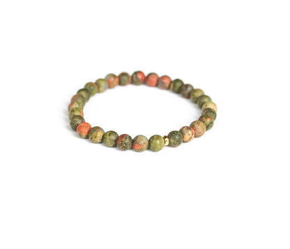 Love & Grace Handmade Unakite Stone Beaded Bracelets - Premium 6mm Beads with Durable Elastic Stretch Wristbands, Vibrating Good Energy, Blessing, Grounding, Power, for Men and Women