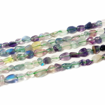 jodaying 6-8mm Natural Mutilcolor Fluorite Nuggets Oval Free Tumbled Pebble Semi Precious Gemstone Loose Stone Beads Approx 15.5 inch for DIY Jewelry Making