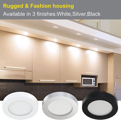 VST Under Cabinet Lighting 12V 2W (12W Total, 60W Equivalent), Wireless Dimmer Switch, Recessed or Surface Mount Wiried Puck Light for Kitchen, Wardrobe (6 Pack Black 3000K)