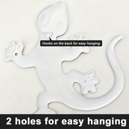 Kggetr Metal Gecko Wall Art Decor- Outdoor Lizards Hanging Decoration for Garden Yard Fence Patio Balcony(4 Pack)