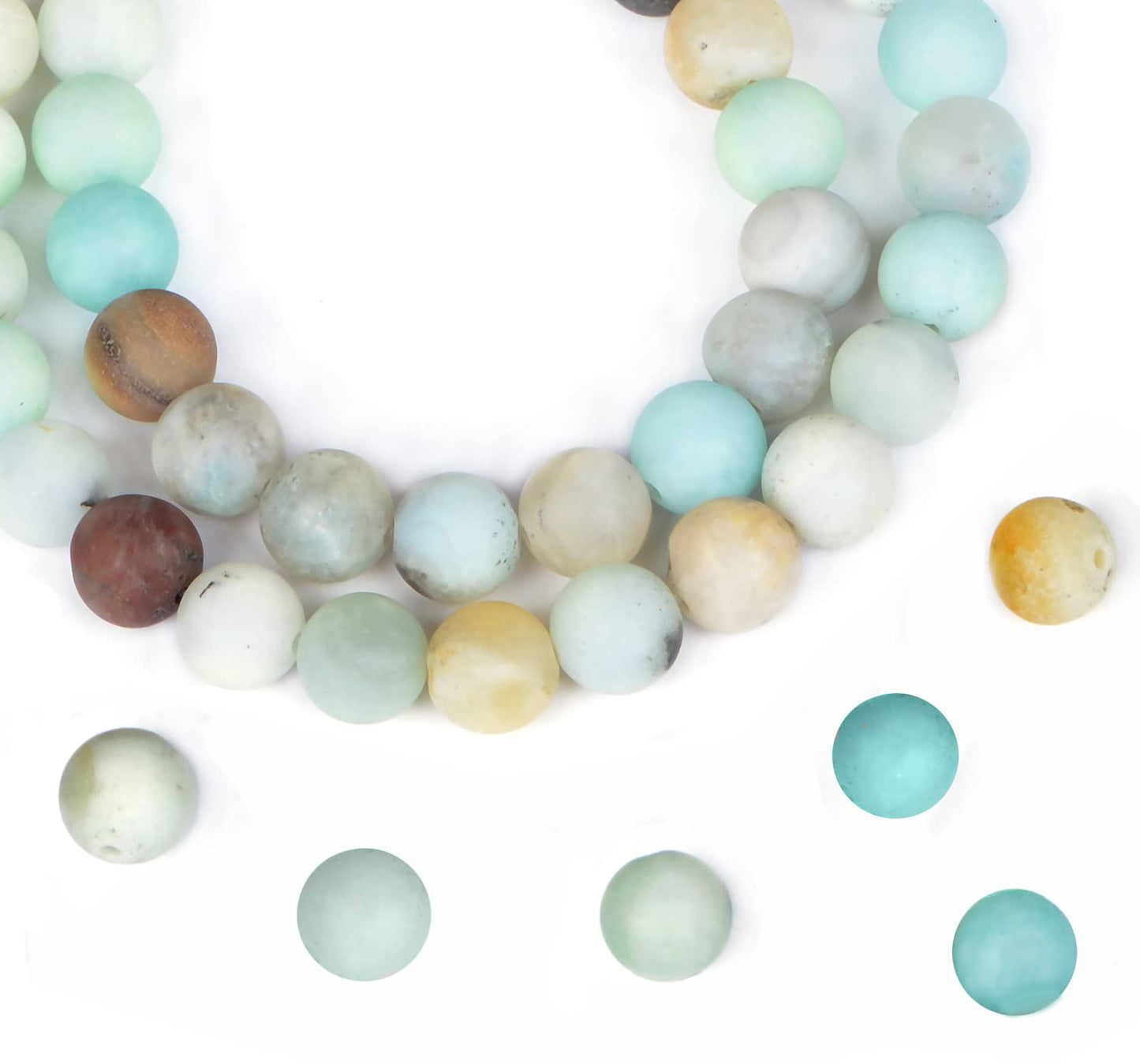 AD Beads Natural Gemstone Round Loose Beads 15" for Bracelet Necklace Earrings Jwelery Making Crafts DIY (6mm, Matte Multicolor Amazonite)