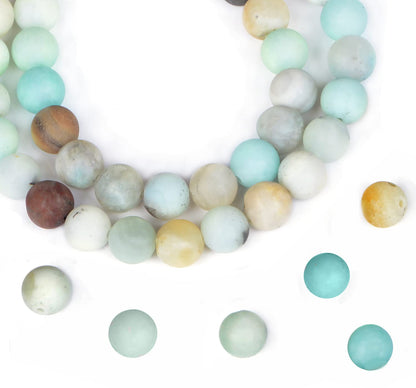 AD Beads Natural Gemstone Round Loose Beads 15" for Bracelet Necklace Earrings Jwelery Making Crafts DIY (6mm, Matte Multicolor Amazonite)