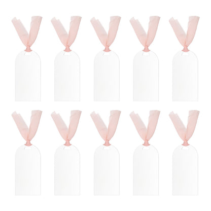 Place Cards for Table Setting 3.5" x 1.8", 10 Pcs Acrylic Name Cards with Ribbon for Wedding Banquets Events Table Setting Reserved Signs Party Supplies, Style B Transparent